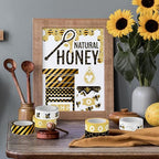 Whaline 12 Rolls Bee Washi Tape Foil Gold Honey Bee Washi Masking Tape 15mm Wide Bumblebee Honeycomb Daisy Print Decorative Adhesive Masking Tape for Scrapbook Gift Wrapping DIY Art Crafts