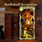 Book Nook Kit for Adult - THRIVINGIVAN Miniature Model Build Dollhouse Kit 3D Wooden Puzzle with Sensor Led Light for Bookshelf Bookend Insert Decor Adults Teen Crafts(Spirit)