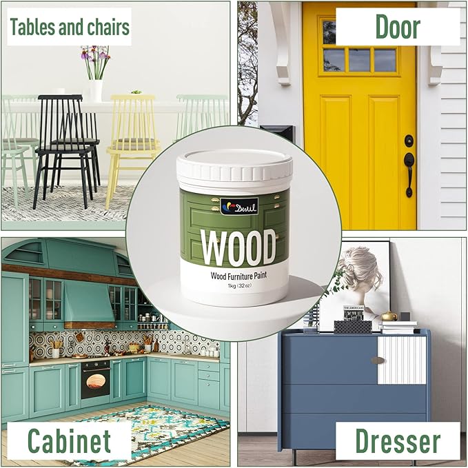 DWIL Matte Finish Furniture Paint - 64 Oz Wood Paint for Cabinets, Doors, Tables, and Dressers Refinishing - Water-Based, Non-Toxic & Odorless, Easy to Apply(Black)-With Tools
