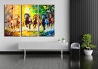 SpiritualHands Horse Glass Wall Art Oil Painting for Living Room, Tempered Glass Modern Prints Decor, Large Vivid Color Panel for Bedroom, Kitchen, or Office
