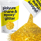 Hemway Polyurethane & Epoxy Resin Glitter 100g / 3.5oz Metallic Crystal Flake Additive for Flooring Jewelry Tumblers Glass Pigment - Extra Chunky (1/24" 0.040" 1mm) - Gold