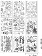 ORIGACH 9 Sheets Different Style Winter Christmas Clear Stamps Silicone Transparent Stamps for Card Making Decoration and DIY Scrapbooking