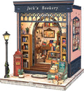 Fsolis Book Nook Kit, DIY Miniature House Kit 3D Puzzles for Adults, Booknook Library Tiny House Mini Bookshelf Diorama Decor Gifts for Women Teenagers Book Lovers (Jack's Bookery)