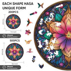 Wooden Puzzles for Adults, Dream Lotus Adult Puzzles 200 Pieces, Wooden Jigsaw Puzzles Unique Shape, Best Gifts for Adults Family Game, 11.2x11.2 inch