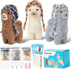WATINC Needle Felting Kit - 3 Set Unique Different Cute Doll Wool Felt Needle Tools Foam Pad Instruction, DIY Home Decoration Craft Party Supplies for Art Work Starter Beginners (Alpaca)