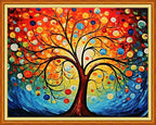 Dooxvey Cross Stitch Kit for Adults Beginners - Stamped Needlepoint Embroidery Kit, 11CT Pattern Colorful Magic Tree, 16x20 Inch