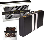 Backgammon Sets for Adults with Premium Leather Case | Classic Travel Backgammon Set for Adults and Kids with Strategy & Guide | 11 Inches | Small | Black