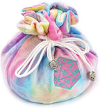 Large Dice Bags with Pockets Rainbow Storage Bag D20 Logo for DND RPG Game Dices (with 1lb Random DND Dice)