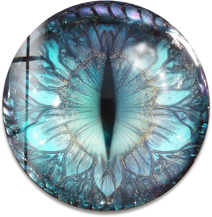 My Photostation.com 15.8''(40cm) Diameter Mystical Dragon Eye Round Glass Wall Art Tempered Glass Printing Wall Decor Large Wall Art Wall Hangings