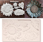 Oversized Sunflower Silicone Mold Leaves Cake Decoration Fondant Mold for Wedding,Birthday Party Cupcake Topper Chocolate Candy Cookies Mousse DIY Gypsum Soap UV Resin Polymer Clay Crafts