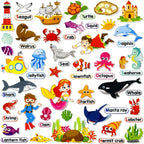Felt Flannel Board Story Pieces for Toddlers Preschool,Kids Interactive Storytelling Teaching Play Kits for Felt Flannel Board,with Words Pieces(Marine Animals)