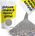 Hemway Polyurethane & Epoxy Resin Glitter 100g / 3.5oz Metallic Crystal Flake Additive for Flooring Jewelry Tumblers Glass Pigment - Microfine (1/256" 0.004" 0.1mm) - Gun Metal Grey Holographic