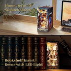 3D Wood Puzzle Book Nook Kit, DIY Magical Miniature Dollhouse with LED Light, Magic Night Alley Bookshelf Insert Bookend for Display, 3D Puzzle Craft Set for Adults(Magic Night Alley)