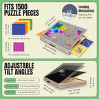 Puzzle Ready Wood Jigsaw Puzzle Board - 1500pc, 36x27in, 3 Angles - Color-Coded Trays & Drawers Organizer & Storage - Ergonomic Tilt Surface - Portable Puzzle Table with Drawers