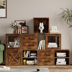 FUSUNBAO Magic DIY Storage Organizer - Stackable Cubes for Home Books, Clothes, Toys-Modular Cubby Storage System-Office Cubical-Bookcase Closet (Antique Brown, 1 Layer Cube)