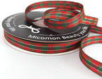 Micomon X'Mas Gingham Ribbon Green Red Metallic Gingham Ribbon 25 Yards Each Roll 100% Polyester (3/8",RedGreenGold)