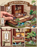 CUTEBEE Book Nook Kit - DIY Miniature House Japanese Tea House, Dollhouse Kit for Adults and Teens, Tiny House Bookshelf Decor 3D Wooden Puzzle, Gifts for Family, Friends（Kirishima Cha-an）