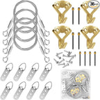 4 Pack Picture Hanging Wire Kit, Heavy Duty Picture Hanging Kit for Frames & Mirrors up to 50lbs, Includes Adjustable 2m Steel Wires, D Rings & Screws, Wall Hanging Kit for Home & Office Décor