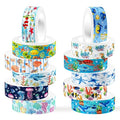 12 Rolls Blue Ocean Washi Tape, Underwater World Masking Tapes, Sea Animal Cartoon Decorative Tape for Arts, DIY Crafts, Journals, Planners, Scrapbook, Wrapping 16.4FT
