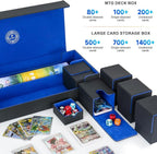 6 in1 Card Deck Box Set,X-Large Premium Trading Card Storage Case with 5 Small Box,Magnetic Game Deck Display Case Compatible with MTG/TCG/Yugioh/Magic/Commander(Black＆Blue)