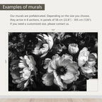 AFZEVEB-Black Peony Floral Wallpaper Vintage Large Flower Wall murals for Bedroom 182"x120"(Not Peel and Stick)