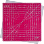 The Quilted Bear Rotating Cutting Mat 18" x 18" - Square 360° Rotating Self Healing Mat with Innovative Locking Mechanism for Quilting & Sewing Your Choice of Colours Available! (Pink)