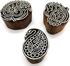 Crafts of India (Set of 6) Designer Paisley Wooden Blocks for Printing on Textiles, Pottery Crafts,Mehndi, Tattoo, Scrapbooking