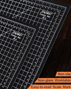 Density-upgraded 9"x12" Self Healing Cutting Mat, Idemeet Rotary Sewing Mat for Crafts, 5-Ply Blade Table Protector Cut Board for Fabric Leather Cutting Quilting Modeling Hobby Project, A4, Black
