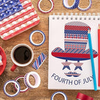 Whaline 12 Rolls 4th of July Washi Tape Patriotic Stars Stripes Washi Masking Tape Red Blue White Plaids Decorative Paper Stickers for Independence Day Scrapbook Gift Wrapping DIY Art Crafts