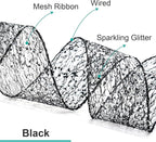 CT CRAFT LLC Sparkling Glitter Mesh Wired Ribbon 6" x 10 Yards Black for Christmas Home Decor Bow Gift Wrapping DIY Crafts Wreath
