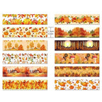 12 Pcs Thanksgiving Washi Tape Maple Leaf Print Masking Tape Pumpkin Pattern Decorative Paper Sticker for Fall Party Holiday Scrapbook DIY Craft Gift Wrapping Handbook Sticker