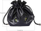 Large DND Dice Bag Leather Dice Storage Bag Black D&D Drawstring Pouch with Pockets for RPG Table Games - Can Hold 200+ Polyhedral Dice