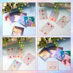 60 Sheets Holographic Laminate Sheets Clear Glitter A4 Size Vinyl Sticker Paper Holographic Overlay Self Adhesive Waterproof Film, 11.7 x 8.3 Inch (Gem, Rainbow, Spot, Star, Sand Star, Wind Mill)
