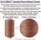12 Classic Colors Round Waxed Thread, 0.8mm 35Yards Spool Polyester Wax Coated Cord Heavy Duty String for Leather Sewing, Stitching, Bookbinding, Upholstery Repairing and Micro Braiding
