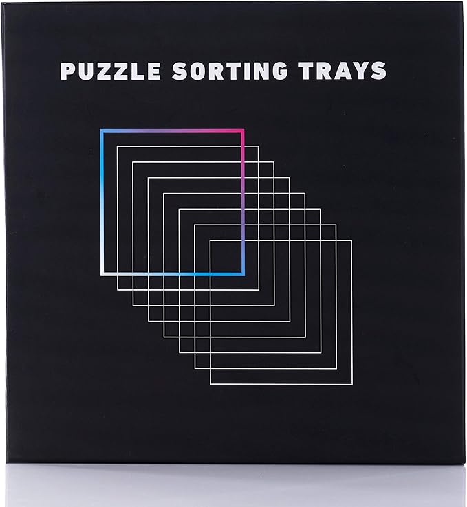 8 Black Puzzle Sorting Trays with Lid 10" x 10" | Puzzle Organizers and Storage | for Puzzles Up to 2000 Pieces