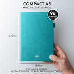 Wordsworth & Black A5 Mixed Media Journal 96 Mix Pages, Hardcover Leather, 190 GSM Paper, Journaling Notebook for Work & Sketching, Journals for Women, Men - Gifts Box Included Turquoise