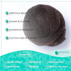 Kondoos Natural Wool roving, 8 OZ. Best for Needle Felting, handcrafts and Spinning. Natural Colours, un-Dyed. (Brown Dark Chocolate, 8 oz)