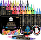 72 Colors Acrylic Paint Pens, 36 Pack Dual Tip Acrylic Paint Pens Markers for Rock Painting, Wood, Stone, Canvas, Ceramic, Glass Surfaces, DIY Crafting & Art Supplies