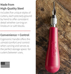Speedball 4131 Linoleum Cutter – 5 Assorted Lino Cutters Includes Plastic Storage Handle, Made in The USA