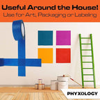 No-Residue 2 Inch, 60 Yard Blue Painters Tape 1 Pk. Easy-Tear, Pro-Grade Removable Masking Tape Great for Home, Office, Commercial Contractor. Clean, Drip-Free Painting w/Wide Crepe Paper Rolls