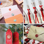 Red Gold Sealing Wax Sticks, WASOHLING 20Pcs Glue Gun Wax Seal Sticks for Wax Seal Stamp, Red Gold Wax Seals for Christams Wedding Invitation Envelope Letter Seals, Craft Adhesive (Mini Size)