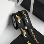 MEEDEE Happy Father's Day Ribbon Fathers Day Decorations Gift Box Wrapping Paper Decor Thank You Satin Thin Ribbon Assorted Black Satin, 5 Rolls with 10 Yards Each Total 50 Yards