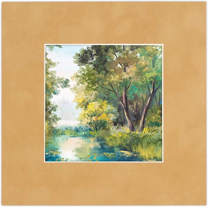 Pack of 25 Acid Free 11x14 Mats Bevel Cut for 8.5x11 Photos - Beige Suede Precut Matboards For Pictures, Photos, Framing - 4-ply Thickness