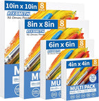 FIXSMITH Canvas Boards for Painting, Multi Pack- 4x4,6x6,8x8,10x10 (8 of Each),32 Pack,100% Cotton Primed Canvas Panels for Acrylic, Oil, Art Supplies for Kids, Adults, Beginners