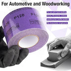 1500 Grit PSA Purple Film Ceramic Sandpaper Roll, 2-3/4" Wide Continuous 20 Yard Longboard Sanding Roll Wet Dry Sanding Blocks Self Adhesive Sticky Back Sanding Sheets for Woodworking Automotive