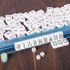 ZGME American Mahjong Set,166 White Tiles with Black Rectangular Bag and Accessories,4 All-in-One Mahjong Racks with Pushers,Complete Western Mahjong Set