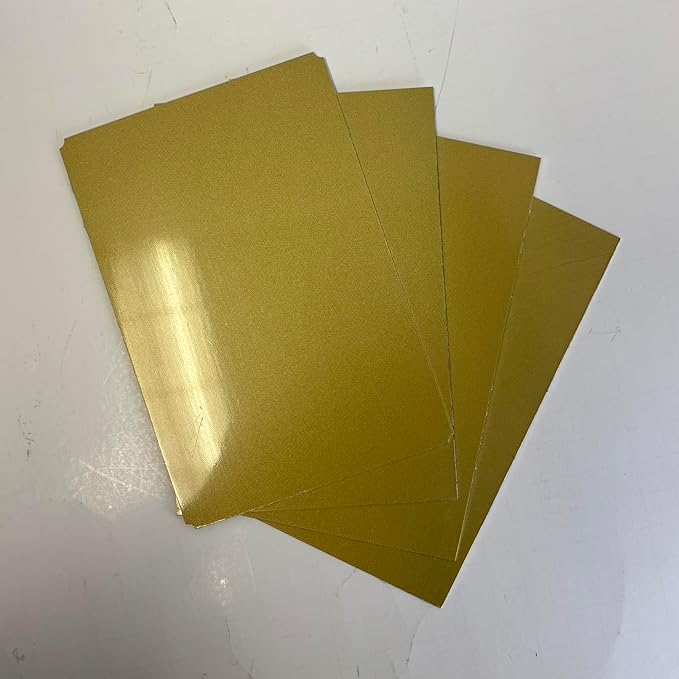 Blank Metal Plates for Laser Engraving - 4 Pack | Aluminum Sheets 0.020" Thick | CO2, Diode, Fiber Laser Compatible | Multiple Sizes & Colors (Gold (engraves black), 1x3 inch)
