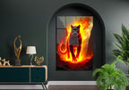 SpiritualHands Fiery Black Panther Glass Wall Art Painting for Living Room, Tempered Glass Modern Prints Decor, Large Vivid Color Panel for Bedroom, Kitchen, or Office