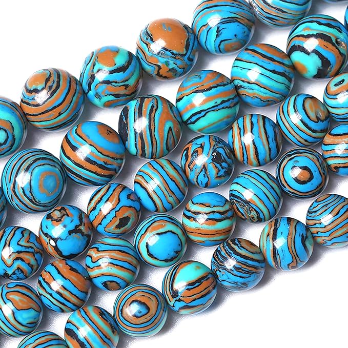 6MM Blue Malachite Beads Natural Stone Energy Healing Beads Round Loose Beads for Jewelry Making Bracelet 120pcs 2 Strands 32"
