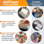 Newverest 6-Pack Puzzle Glue Sheets 10×10″ – Preserve & Display 1 × 1000-Piece Jigsaw Puzzles – Peel & Stick Puzzle Saver with 2 Adhesive Hangers – No Glue, No Mess, Ships Flat, Gift-Ready Box